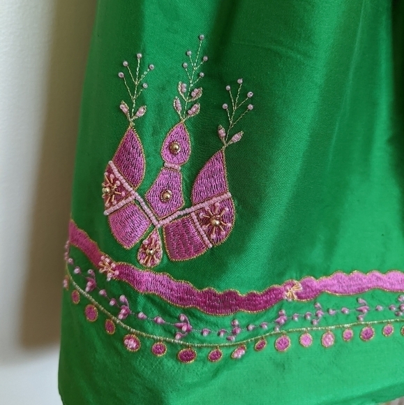 BETSEY JOHNSON Indian embroidered silk mini dress strapless 2 xs small - Picture 4 of 14